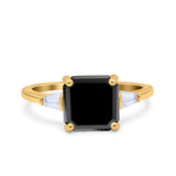 Asscher Cut Art Deco Wedding Engagement Ring Bridal Baguette Simulated Cubic Zirconia 925 Sterling Silver