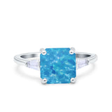 Asscher Cut Art Deco Wedding Engagement Ring Bridal Baguette Simulated Cubic Zirconia 925 Sterling Silver