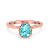 Vintage Style Art Deco Solitaire Accent Pear Wedding Engagement Ring Simulated Cubic Zirconia 925 Sterling Silver