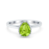 Vintage Style Art Deco Solitaire Accent Pear Wedding Engagement Ring Simulated Cubic Zirconia 925 Sterling Silver