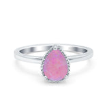 Vintage Style Art Deco Solitaire Accent Pear Wedding Engagement Ring Simulated Cubic Zirconia 925 Sterling Silver