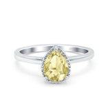 Vintage Style Art Deco Solitaire Accent Pear Wedding Engagement Ring Simulated Cubic Zirconia 925 Sterling Silver