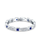 Full Eternity Stackable Ring Wedding Band Round Simulated Cubic Zirconia 925 Sterling Silver (3mm)
