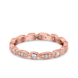Full Eternity Stackable Ring Wedding Band Round Simulated Cubic Zirconia 925 Sterling Silver (3mm)