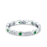 Full Eternity Stackable Ring Wedding Band Round Simulated Cubic Zirconia 925 Sterling Silver (3mm)