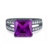 Princess Cut Art Deco Engagement Ring Simulated Cubic Zirconia 925 Sterling Silver