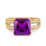 Princess Cut Art Deco Engagement Ring Simulated Cubic Zirconia 925 Sterling Silver