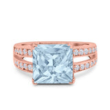 Princess Cut Art Deco Engagement Ring Simulated Cubic Zirconia 925 Sterling Silver