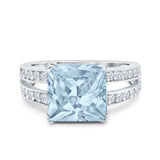 Princess Cut Art Deco Engagement Ring Simulated Cubic Zirconia 925 Sterling Silver