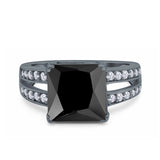 Princess Cut Art Deco Engagement Ring Simulated Cubic Zirconia 925 Sterling Silver