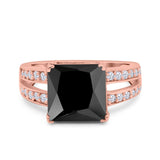 Princess Cut Art Deco Engagement Ring Simulated Cubic Zirconia 925 Sterling Silver