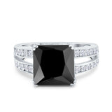 Princess Cut Art Deco Engagement Ring Simulated Cubic Zirconia 925 Sterling Silver