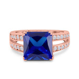 Princess Cut Art Deco Engagement Ring Simulated Cubic Zirconia 925 Sterling Silver