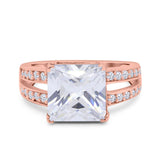 Princess Cut Art Deco Engagement Ring Simulated Cubic Zirconia 925 Sterling Silver