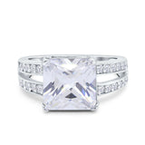 Princess Cut Art Deco Engagement Ring Simulated Cubic Zirconia 925 Sterling Silver