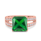 Princess Cut Art Deco Engagement Ring Simulated Cubic Zirconia 925 Sterling Silver