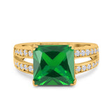 Princess Cut Art Deco Engagement Ring Simulated Cubic Zirconia 925 Sterling Silver