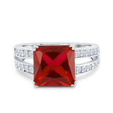Princess Cut Art Deco Engagement Ring Simulated Cubic Zirconia 925 Sterling Silver