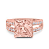 Princess Cut Art Deco Engagement Ring Simulated Cubic Zirconia 925 Sterling Silver