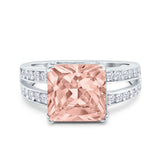 Princess Cut Art Deco Engagement Ring Simulated Cubic Zirconia 925 Sterling Silver