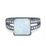 Princess Cut Art Deco Engagement Ring Simulated Cubic Zirconia 925 Sterling Silver