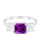 Princess Cut Engagement Ring Simulated Cubic Zirconia 925 Sterling Silver