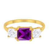 Princess Cut Engagement Ring Simulated Cubic Zirconia 925 Sterling Silver