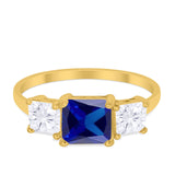 Princess Cut Engagement Ring Simulated Cubic Zirconia 925 Sterling Silver