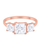 Princess Cut Engagement Ring Simulated Cubic Zirconia 925 Sterling Silver