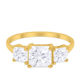 Princess Cut Engagement Ring Simulated Cubic Zirconia 925 Sterling Silver