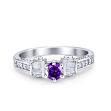 Solitaire Accent Wedding Ring Simulated Cubic Zirconia 925 Sterling Silver
