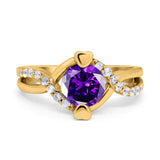 Art Deco Wedding Bridal Ring Round Simulated Cubic Zirconia 925 Sterling Silver