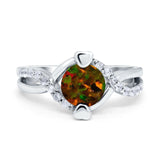 Art Deco Wedding Bridal Ring Round Simulated Cubic Zirconia 925 Sterling Silver