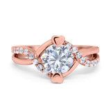 Art Deco Wedding Bridal Ring Round Simulated Cubic Zirconia 925 Sterling Silver