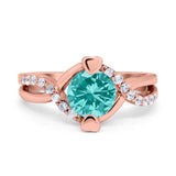Art Deco Wedding Bridal Ring Round Simulated Cubic Zirconia 925 Sterling Silver
