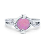 Art Deco Wedding Bridal Ring Round Simulated Cubic Zirconia 925 Sterling Silver