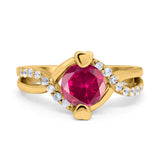 Art Deco Wedding Bridal Ring Round Simulated Cubic Zirconia 925 Sterling Silver