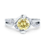 Art Deco Wedding Bridal Ring Round Simulated Cubic Zirconia 925 Sterling Silver