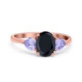Three Stone Oval Wedding Bridal Ring Simulated Cubic Zirconia 925 Sterling Silver