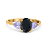 Three Stone Oval Wedding Bridal Ring Simulated Cubic Zirconia 925 Sterling Silver