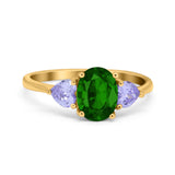 Three Stone Oval Wedding Bridal Ring Simulated Cubic Zirconia 925 Sterling Silver