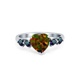 Heart Promise Wedding Ring Simulated Rainbow Cubic Zirconia 925 Sterling Silver