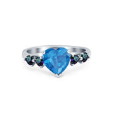 Heart Promise Wedding Ring Simulated Rainbow Cubic Zirconia 925 Sterling Silver