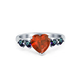 Heart Promise Wedding Ring Simulated Rainbow Cubic Zirconia 925 Sterling Silver