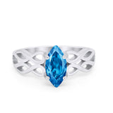 Marquise Simulated Cubic Zirconia Infinity Shank Ring 925 Sterling Silver