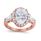 Halo Fashion Ring Round Baguette Simulated CZ 925 Sterling Silver