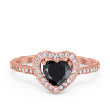 Halo Dazzling Heart Promise Ring Round Simulated CZ 925 Sterling Silver