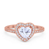 Halo Dazzling Heart Promise Ring Round Simulated CZ 925 Sterling Silver