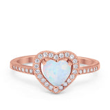 Halo Dazzling Heart Promise Ring Round Simulated CZ 925 Sterling Silver