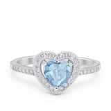 Halo Dazzling Heart Promise Ring Round Simulated CZ 925 Sterling Silver